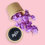 Tub of Zoi and Co's signature Amethyst Bliss preserved floral hydrangea bits