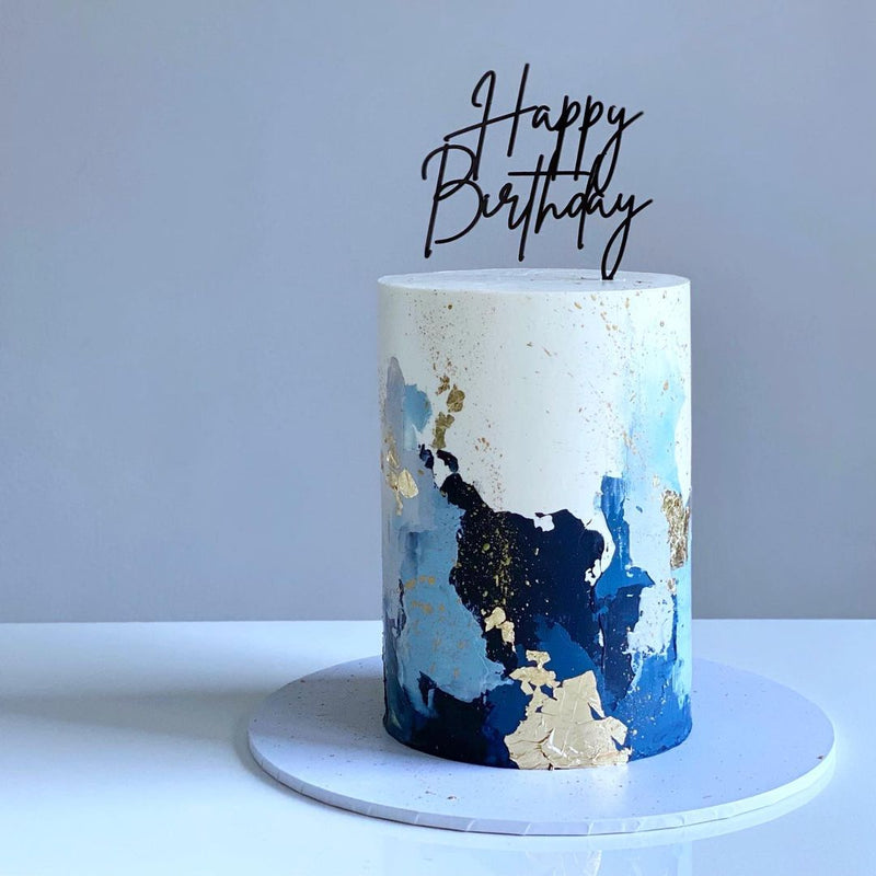 Cake topper happy birthday hand calligraphy Vector Image