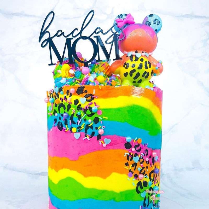badass mom cake topper colorful zoi and co