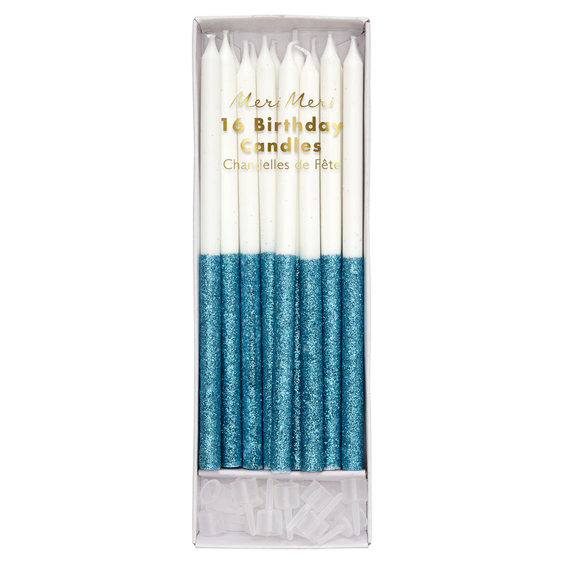 Blue - Glitter Dipped Candles - Zoi&Co
