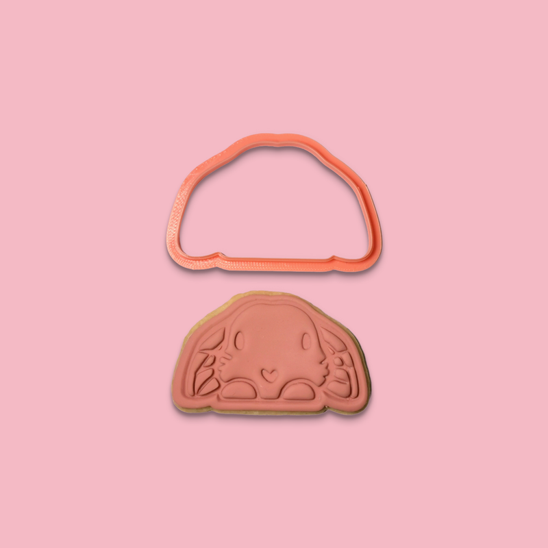 Alfalfa Bunny - Easter Cookie and Cutter on pink background