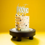 white, black & yellow cake showing the best dad ever cake topper zoiandco