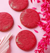 red cookies showing the much smooch tile cookie embosser zoiandco