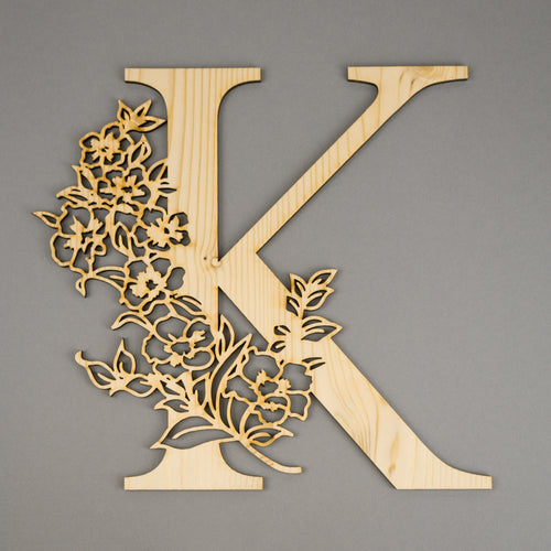 Floral Monogram Wood Front - Sign - Zoi&Co