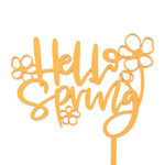 Hello Spring - Easter Cake Topper with flowers -front view - Zoi&Co