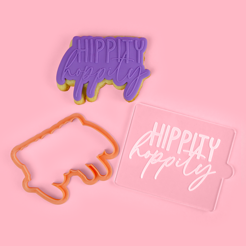 Hippity Hoppity - Easter Cookie, Embosser and Cutter on pink background