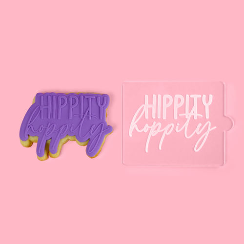 Hippity Hoppity - Easter Cookie and Embosser on pink background