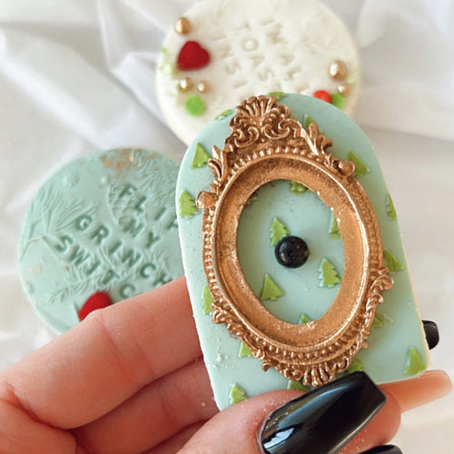 mint & golden cookie using the christmas forest tile cookie embosser zoiandco