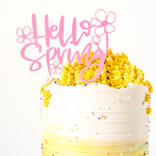yellow spring cake with topper