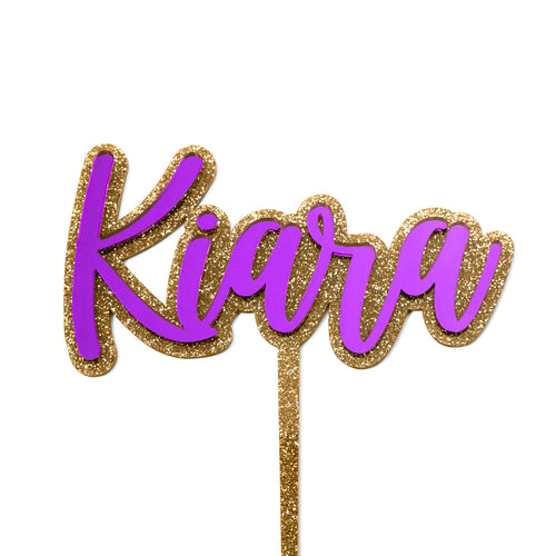 Layered Single Name (Kiara) Front View- Cake Topper - Zoi&Co