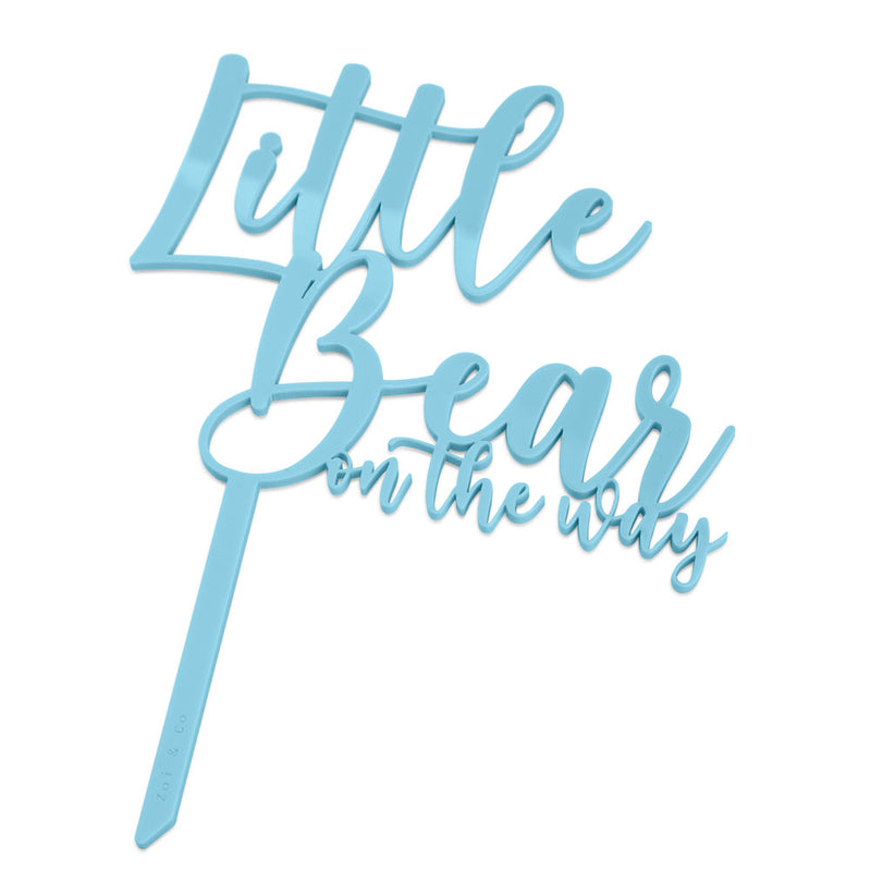 Little Bear on the Way Baby Shower Cake Topper Side View Zoiandco