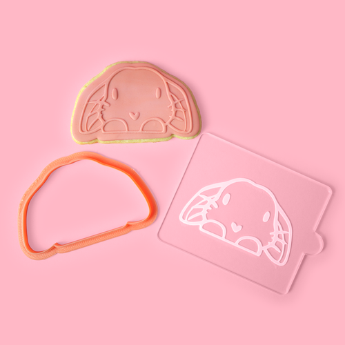 Alfalfa Bunny - Easter Cookie, Embosser and Cutter on pink background