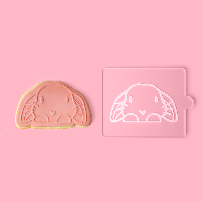 Alfalfa Bunny - Easter Cookie and Embosser on pink background