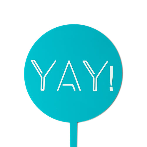 "Yay!" Turquoise Paddle - Cake Topper - Front View - Zoi&Co