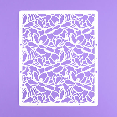 MAGNOLIA - Cake Stencil by Zoi&Co on purple background