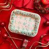rectangular cake with mint christmas emojis cake stencil zoiandco