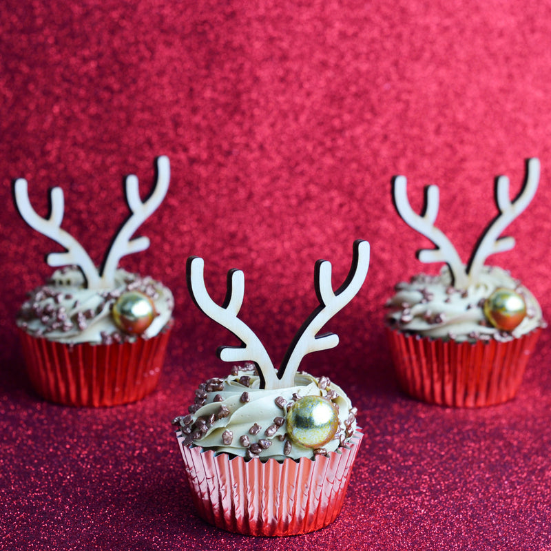 reindeer christmas cupcakes - antlers topper set