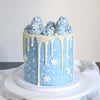 blue christmas drip cake with stars stencil zoiandco